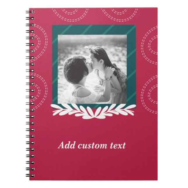 Red christmas customizable photo gift  notebook (Front)