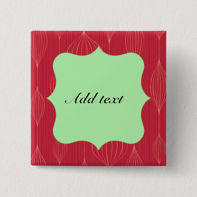 Red Christmas Cutout Frame Template, Customizable 2 Inch Square Button (Front)