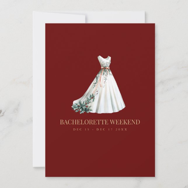 Red Christmas Decor Bachelorette Weekend Card (Front)
