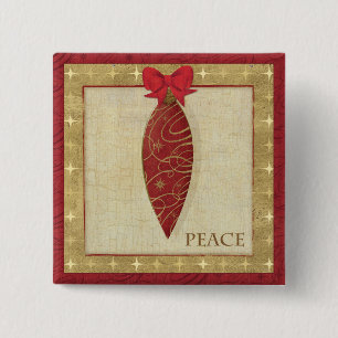 Red Christmas Decoration Love 2 Inch Square Button