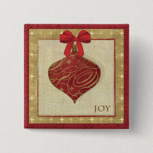 Red Christmas Decoration Peace 2 Inch Square Button