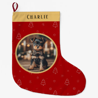 Red Christmas Dog Name Holiday Keepsake Large Christmas Stocking