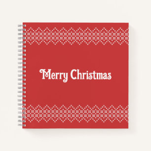 Red christmas embroidery snowflake art  notebook