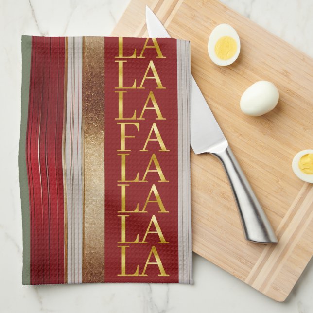 Red Christmas Fa La La Pattern#27 ID1009 Kitchen Towel (Quarter Fold)