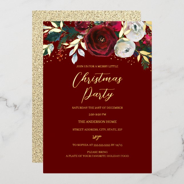 Red Christmas Festive Foliage Party (Front/Back)