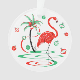 Red Christmas Flamingo Baubles acrylic round Ornament