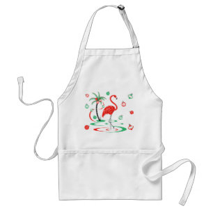 Red Christmas Flamingo Baubles apron