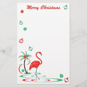Red Christmas Flamingo Baubles Christmas Stationery
