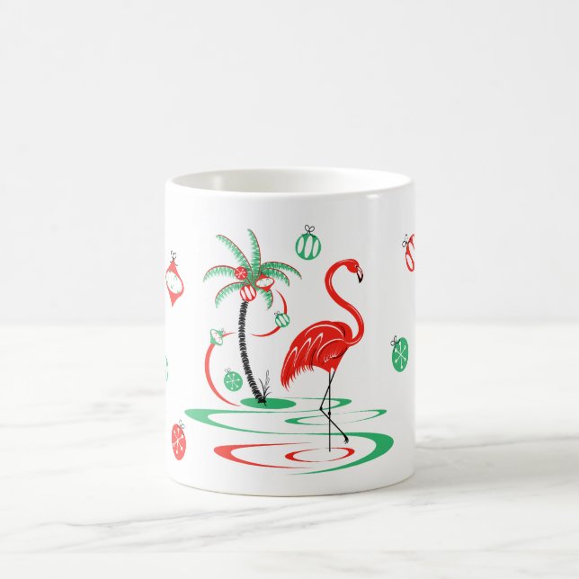 Red Christmas Flamingo Baubles mug (Center)