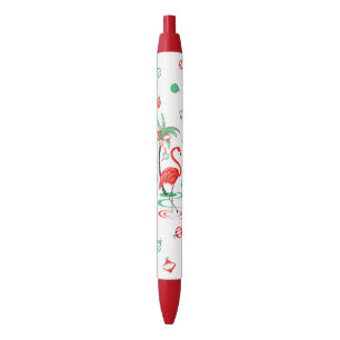 Red Christmas Flamingo Baubles pen