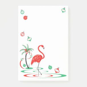 Red Christmas Flamingo Baubles portrait Post-it Notes