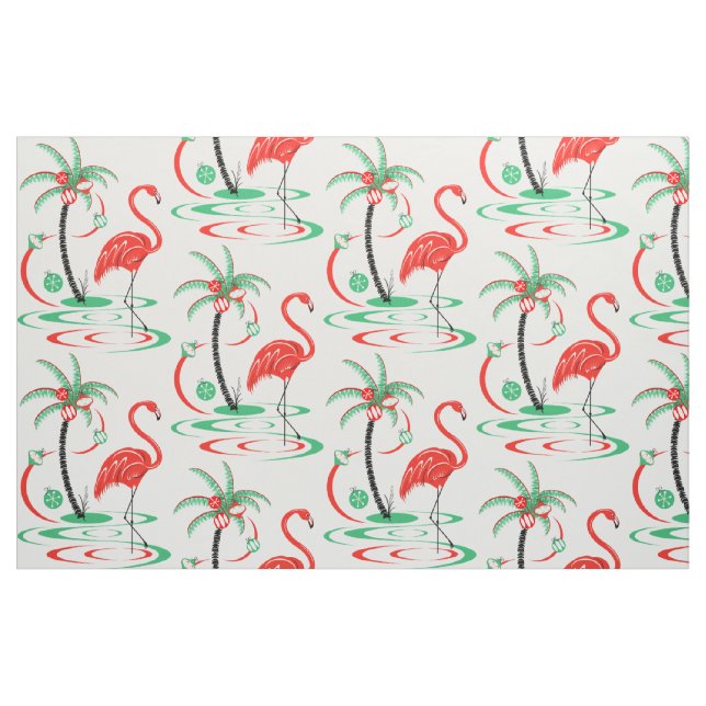 Red Christmas Flamingo fabric large pattern (Fat Quarter)