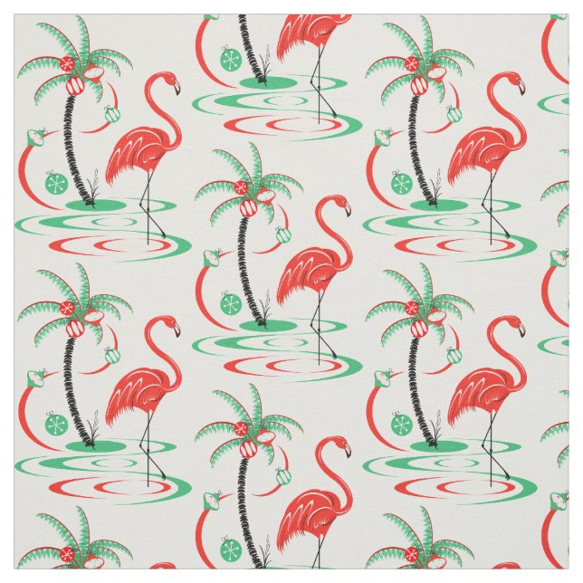Red Christmas Flamingo fabric small pattern (Swatch)