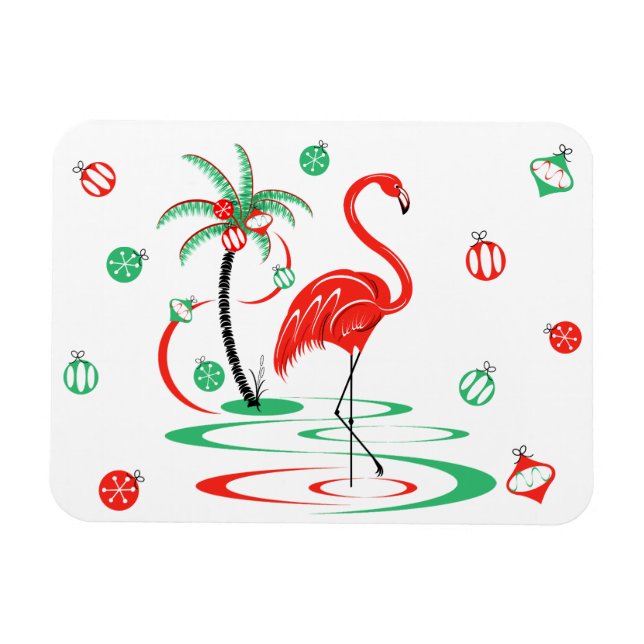 Red Christmas Flamingo flexible magnet horizontal (Horizontal)