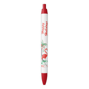 Red Christmas Flamingo Happy Holidays pen