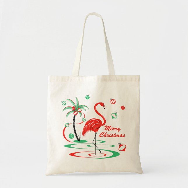 Red Christmas Flamingo Merry Christmas tote Bag (Front)