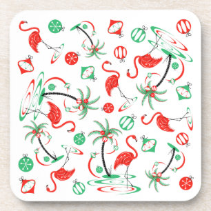 Red Christmas Flamingo Multi coaster plastic
