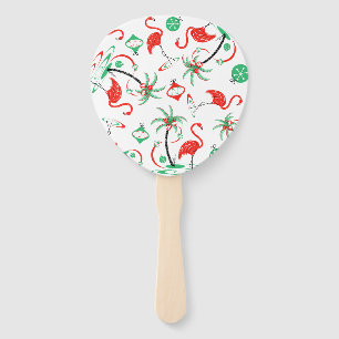 Red Christmas Flamingo Multi fan paddle