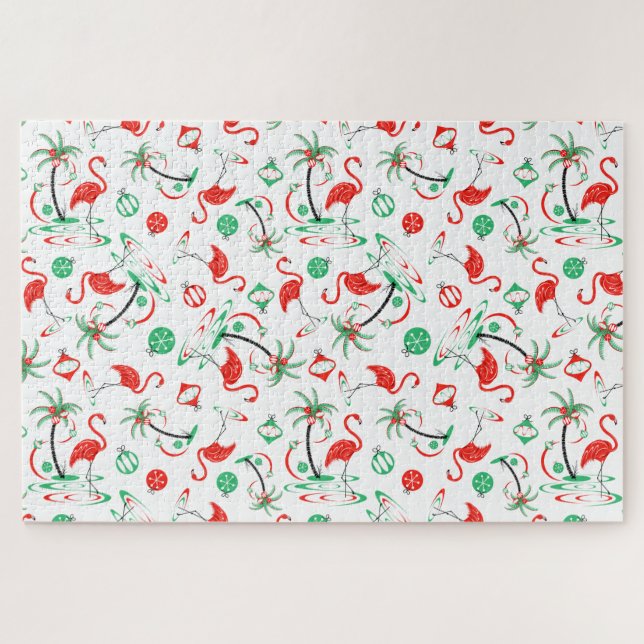 Red Christmas Flamingo Multi jigsaw Puzzle (Horizontal)
