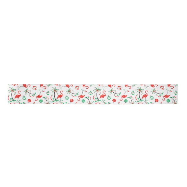 Red Christmas Flamingo Multi ribbon Satin Ribbon (Front)