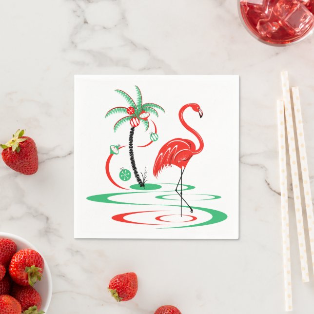 Red Christmas Flamingo napkin paper (Insitu)