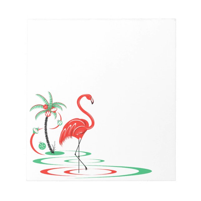 Red Christmas Flamingo square Notepad (Front)