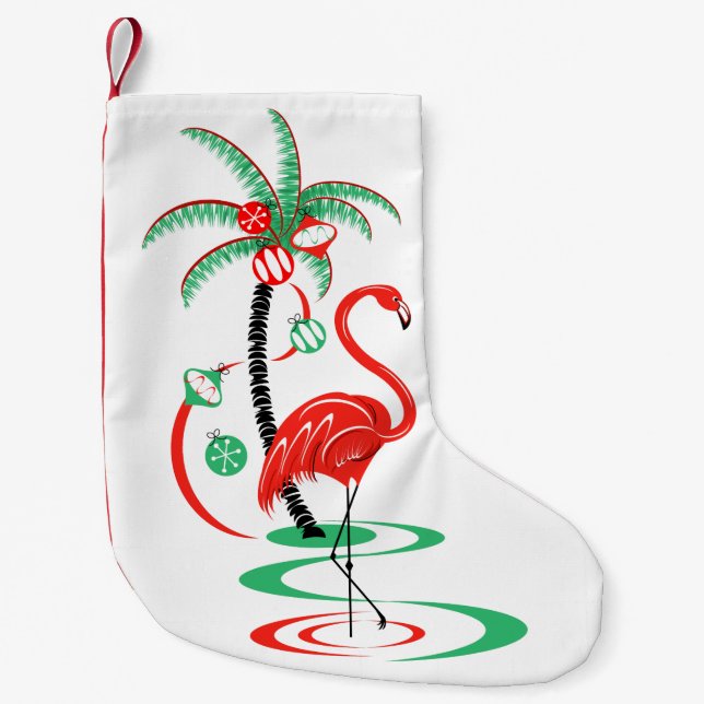 Red  Christmas Flamingo stocking one sided (Front)