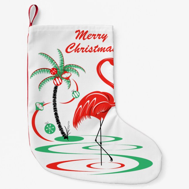 Red  Christmas Flamingo Text stocking one sided (Front)
