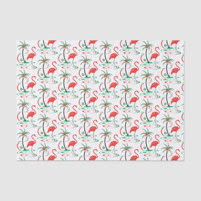 Red Christmas Flamingo tissue paper (Front)