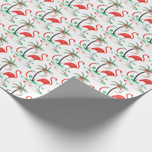 Red Christmas Flamingo wrapping paper (Corner)