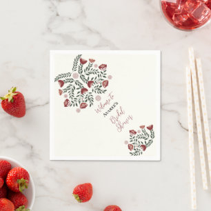 Red Christmas Folk Art Floral Napkin