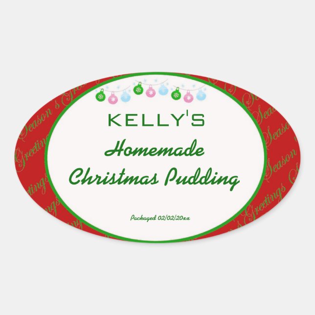 Red Christmas food label (Front)