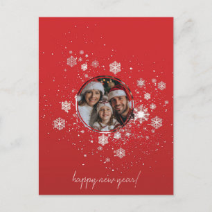 Red Christmas Frame with Snow Flakes Holiday Postcard