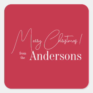 Red Christmas from Family Name Square Sticker