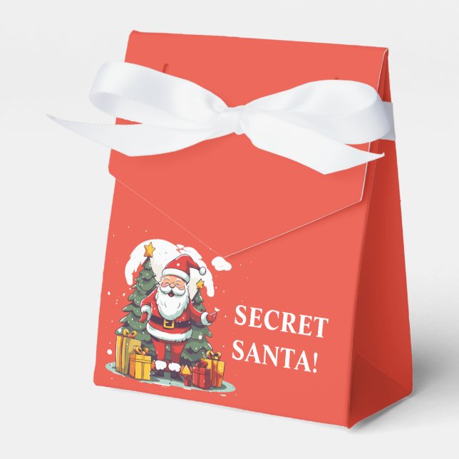 Red Christmas Game Secret Santa Gift Exchange Favor Box (Front Side)