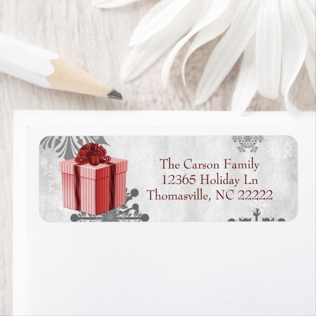 Red Christmas Gift Address Label (Insitu)