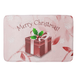 Red Christmas Gift Bath Mat