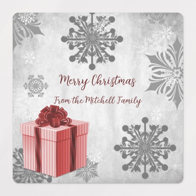 Red Christmas Gift Holiday Baking Labels (Design 1)
