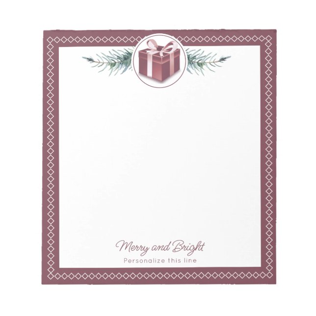 Red Christmas Gift Personalized Notepad (Front)