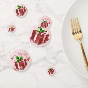 Red Christmas Gift Table Confetti