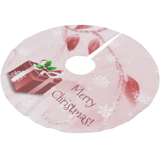 Red Christmas Gift Tree Skirt (Angled)