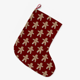 Red Christmas Gingerbread Cookies Large Christmas Stocking