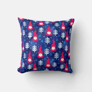Red Christmas Gnomes Throw Pillow