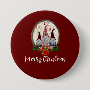 Red Christmas Gnomes Trendy Elves 3 Inch Round Button