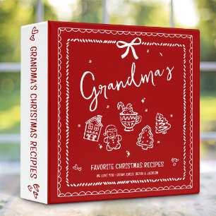 Red Christmas Grandma Recipe Cookbook Fun Doodles Binder