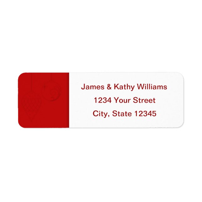 Red Christmas Greeting Card Return Address Labels (Front)