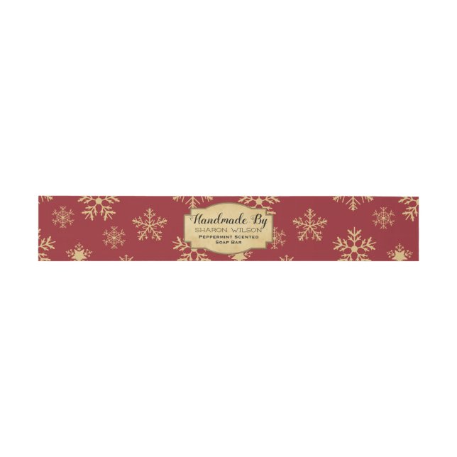 Red Christmas Handmade Soap Bath Bomb Labels Invitation Belly Band (Flat)