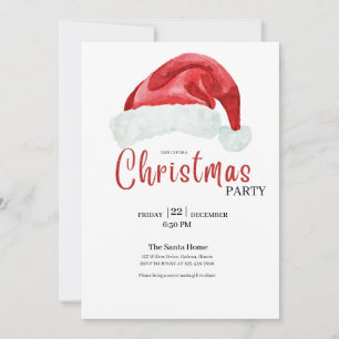 Red Christmas Hat Elegant Christmas Party Invitation