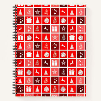 Red Christmas Holiday Cute Tree Reindeer Notebook