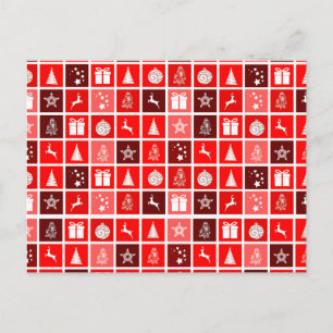 Red Christmas Holiday Cute Tree Reindeer  Postcard